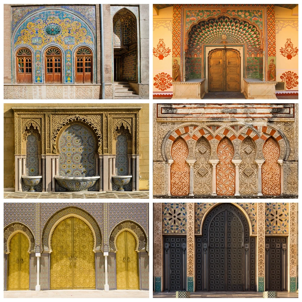 Moroccan Palace Photography Backdrop Medieval Mosque Temple Arabic Religious Cultural Architecture Travel Photo Background Props