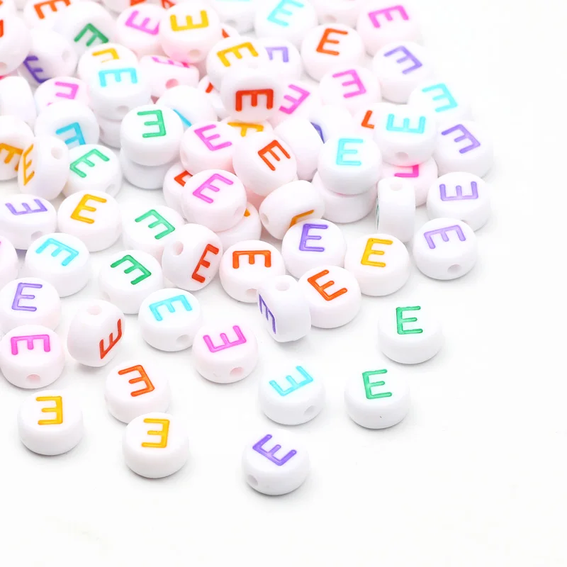 Cuentas acrílicas con letras de piezas coloridas, abalorios espaciadores planos redondos y sueltos para costura, accesorios para pulsera y