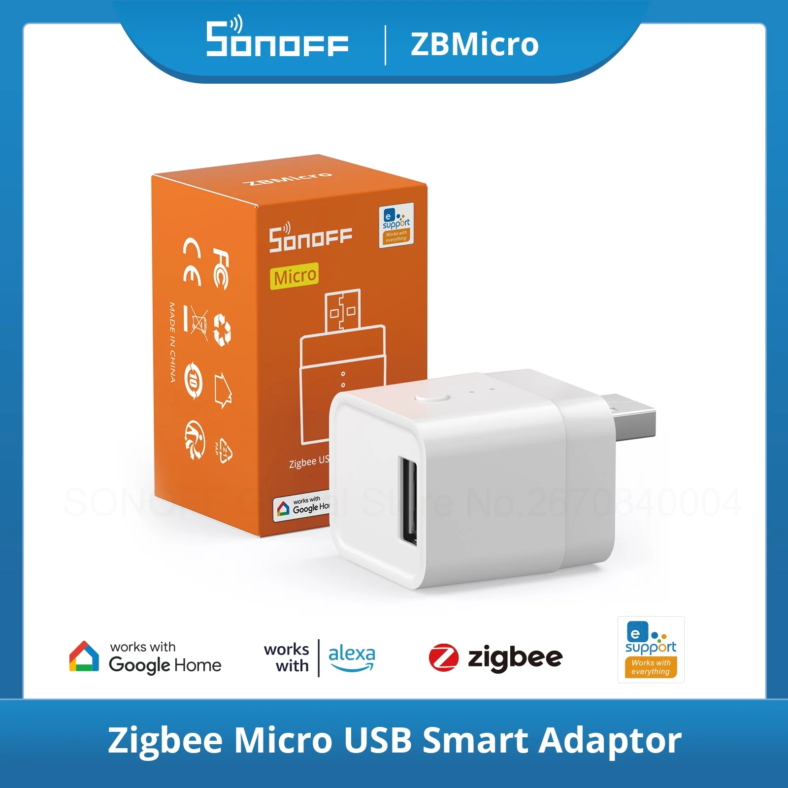 SONOFF ZBMicro Zigbee 3.0 USB Smart Adaptor Supports Fast Charging Adapter Smart scenes Works With Alexa Google eWeLink ZBDongle