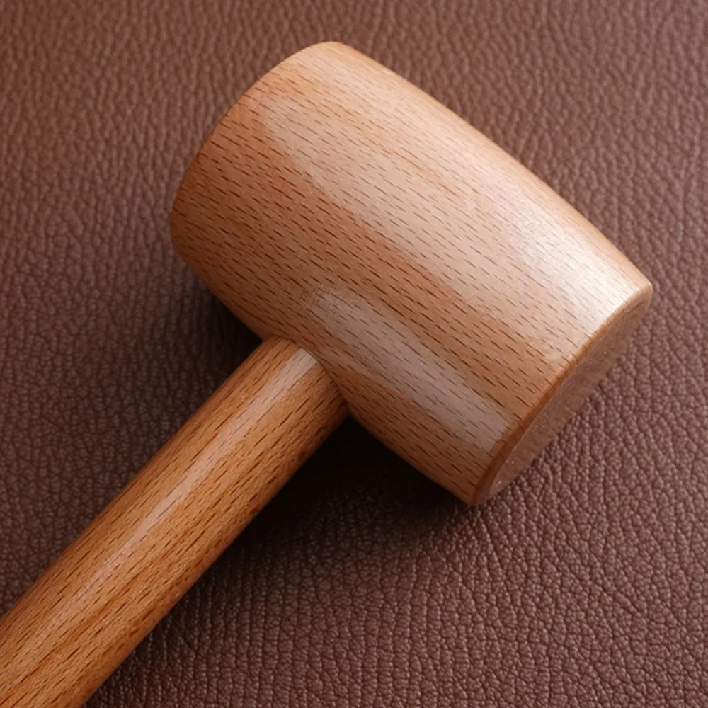 Solid Wood Wooden Mallet High Hardness Damage-Free Striking Carpenter Mallet Carving Design Hand-Made Leather Craft Hammer