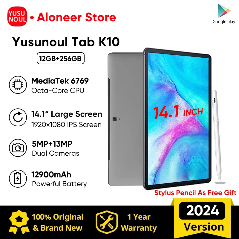 YUSUNOUL-Tablette P50 de 14 Pouces, Écran IPS FHD 1920x1080, Wifi 5G, 12 Go + 256 Go, Android 12, pour Appel Téléphonique, Version Globale