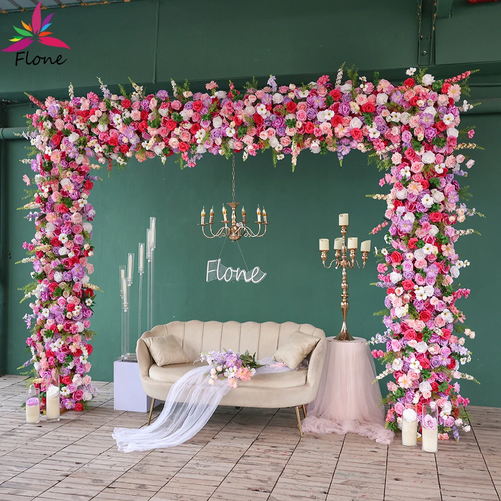 Pink Purple Rose Arch Garland Wedding Decoration with Silk Artificial Flower Arrangements for Aisle,Backdrop,Party Decor FL2529