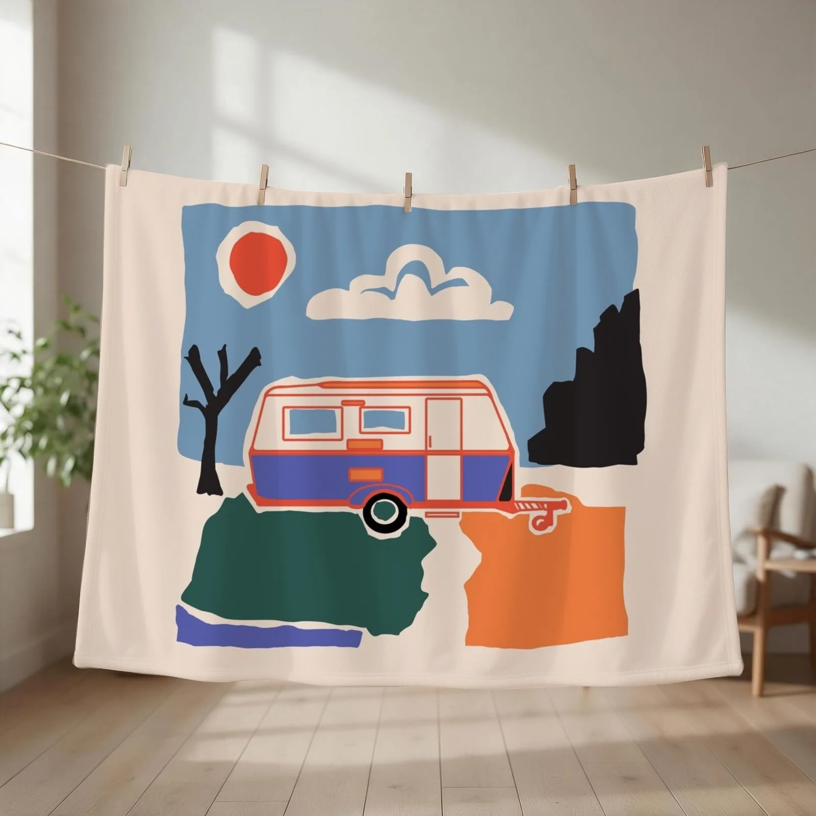 Retro Vintage Caravan Throw Blanket Luxury Designer for babies Bed covers Flannel Blankets