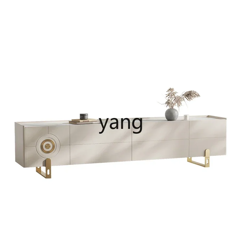 

LMMLight Luxury TV Cabinet Solid Wood Modern Living Room Coffee Table Combination Stone Plate Floor Cabinet