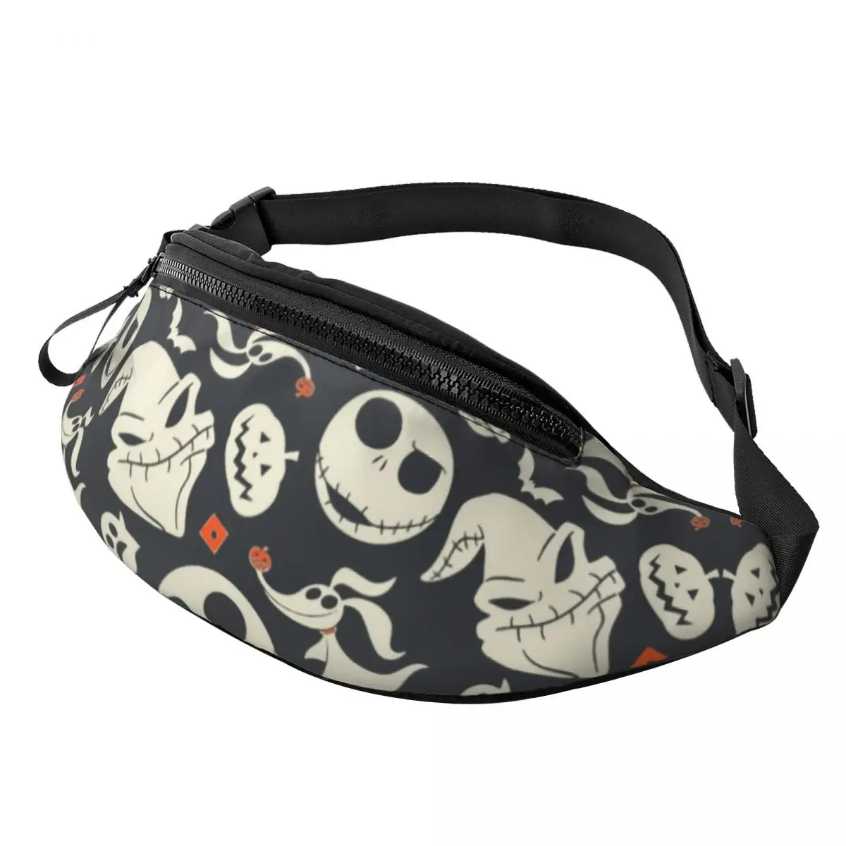 

Custom Jack Skellington Fanny Pack The Nightmare Before Christmas Crossbody Waist Bag for Cycling Camping Phone Money Pouch