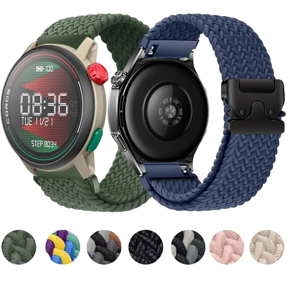 

Нейлоновый плетеный ремешок с парашютной пряжкой 22/20 мм для COROS APEX 4 42 мм/PACE Pro/3, браслет Suunto, вертикальный 2-1/Race 2/Run/Ocean