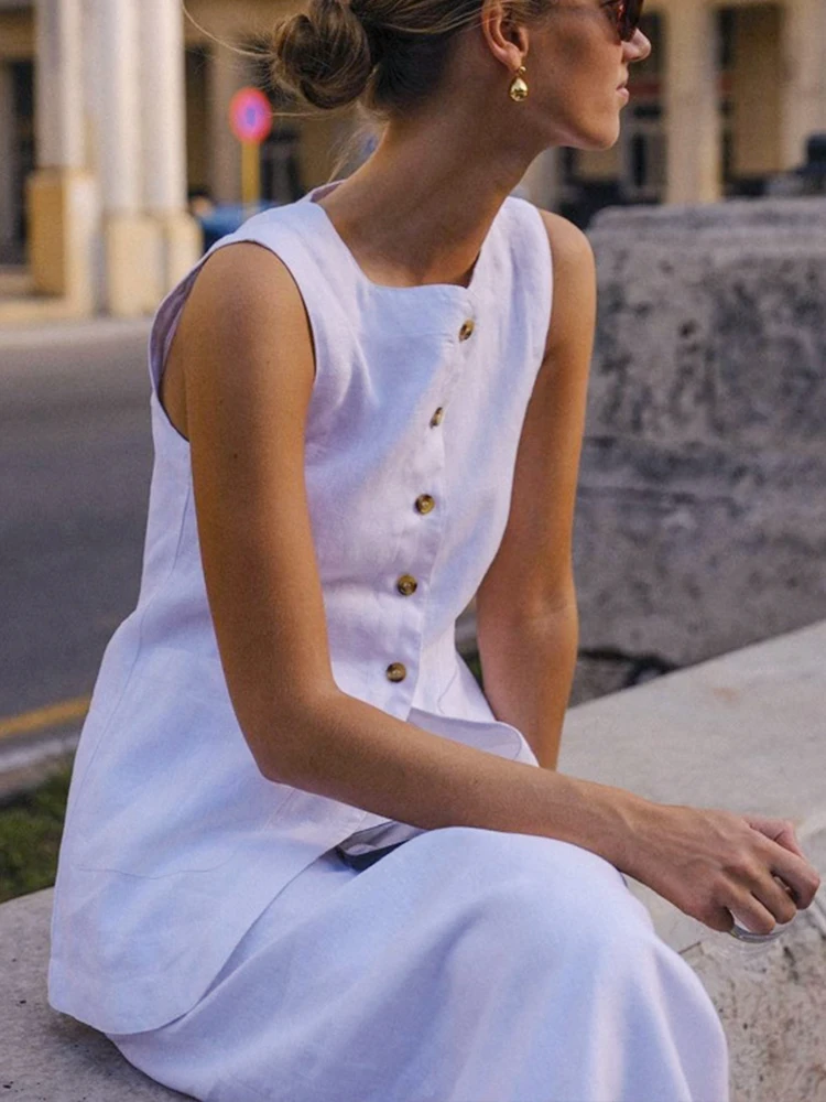 Conjunto de dos piezas de falda larga de cintura alta para mujer, conjunto de camisa sin mangas de un solo pecho, traje de otoño e invierno, 2023