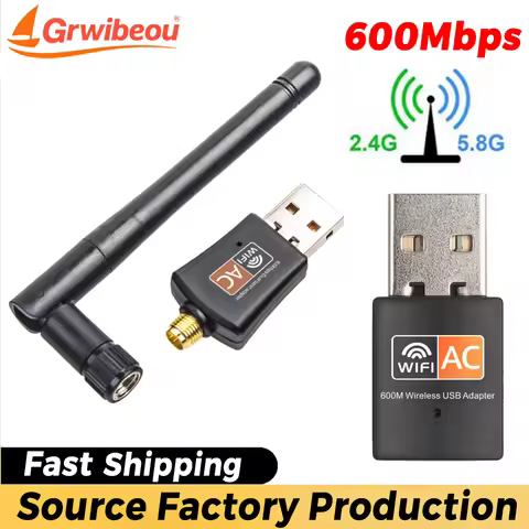 USB WiFi Wireless Network Card 600Mbps USB WiFi Adapter Dual Band 2.4GHz/5GHz wifi dongle with rotatable Antenna for Laptop PC