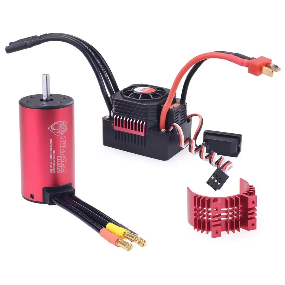 SURPASS HOBBY KK Waterproof Combo 3665 2900KV Brushless Motor + 80A ESC w/ Heat Sink + S0900M 9KG Servo for RC 1/10 Car Model