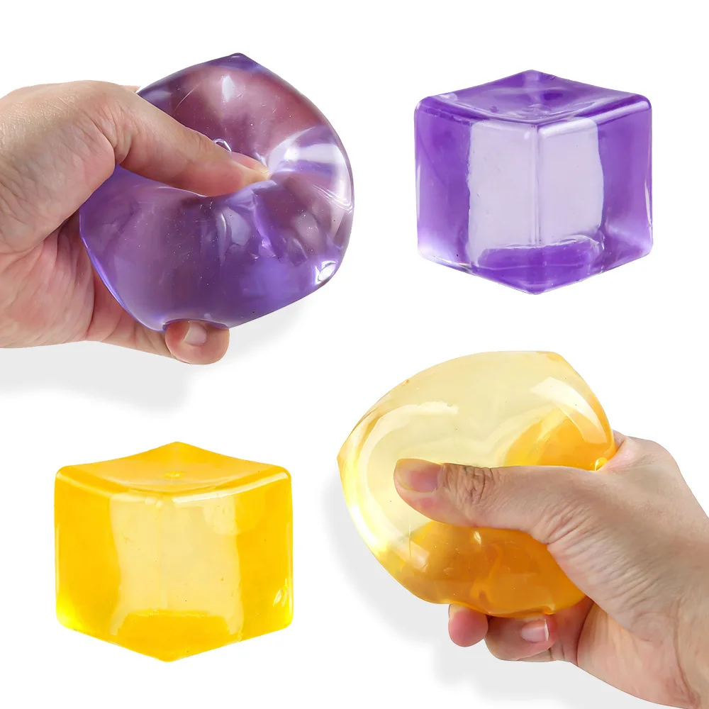 

Transparent Ice Cube Maltose Squishy Fidget Toy, Jelly Squeeze Stress Relief Toy, Kids Anti-Anxiety Squish Sensory Fidget Toys