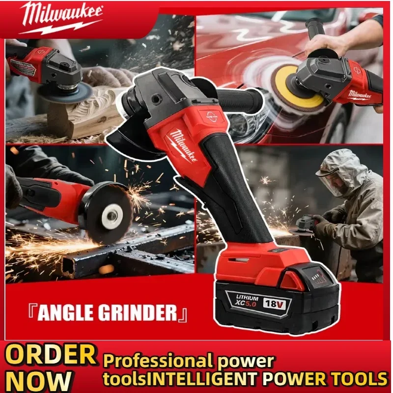 Milwaukee 125mm Angle Grinder Polishing Cutting Machine No-Lock Paddle Switch Electric Cordless Power Tools