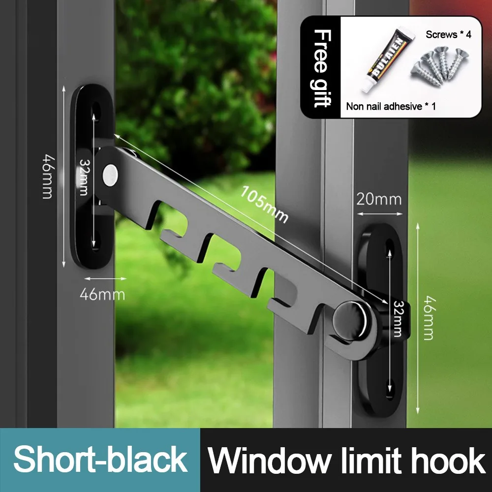 

Metal Window Blocking Lock Windproof Multiple Gears Window Position Stopper Security Protection Adjustable Children Safety Lock