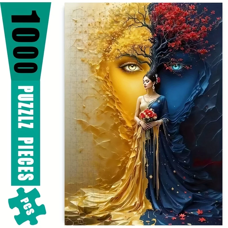 Piękna Dziewczyna, Puzzle 1000 Elementów - Intelektualna Gra DIY, Interaktywna Zabawa Rodzinna, Zaawansowany Poziom Zdolności, Biały Rec