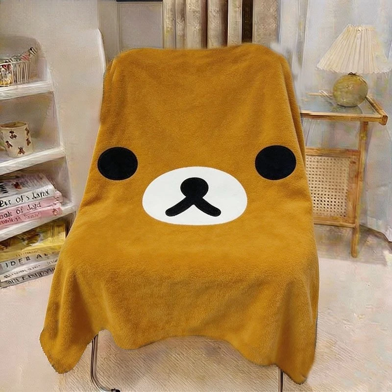 Rilakkuma Flanelldecke, kreatives, hochwertiges Anime-Cartoon-Design, digital bedruckt, verdickt, warm, weich, für Männer und Frauen, als Schlafdecke geeignet. – Detail 3