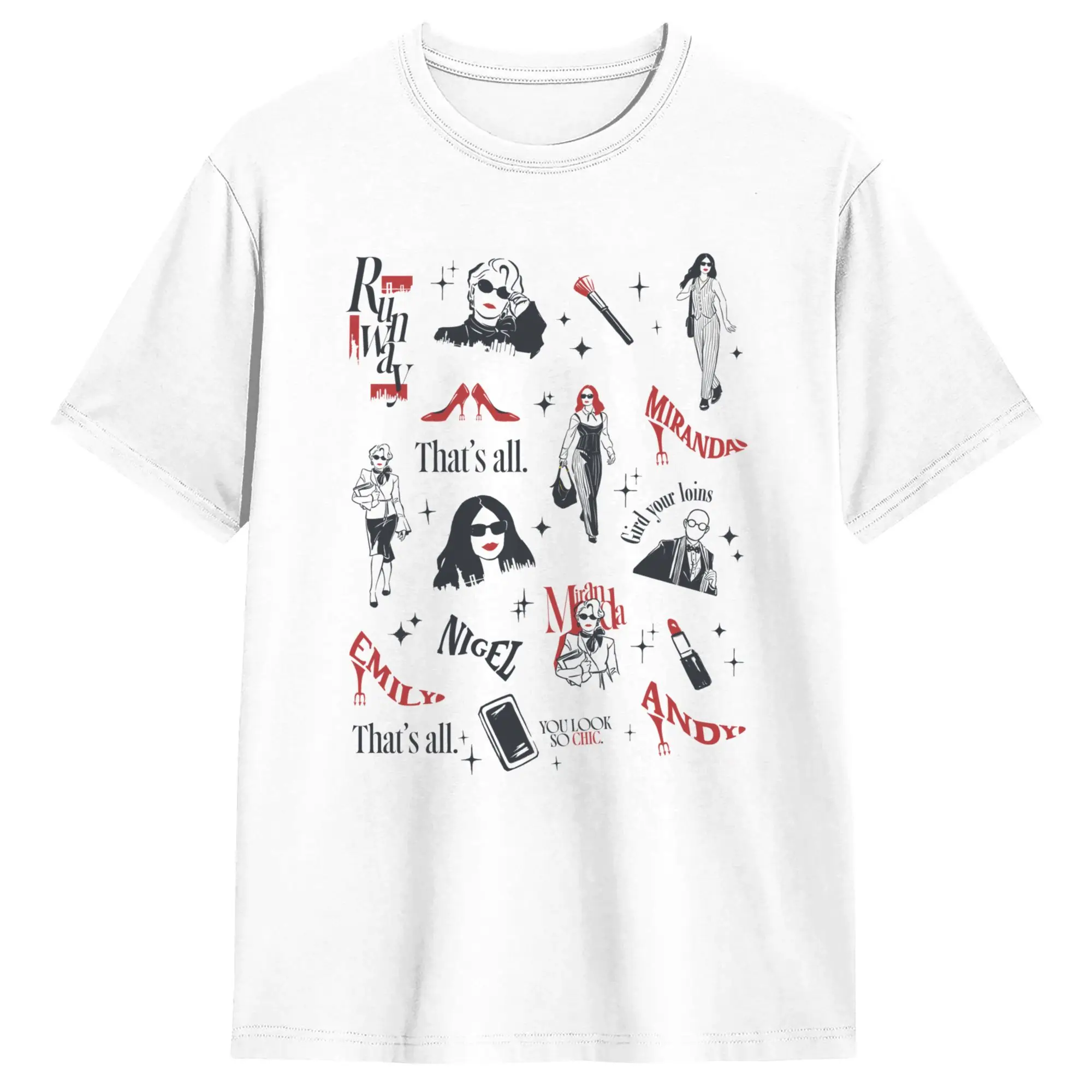 Casual T Shirt Summer The Devil Wears Pradad  2 Minimalistic Art Icons Collage Fashion T-Shirts  Pure Cotton Tshirt Short Sleeve