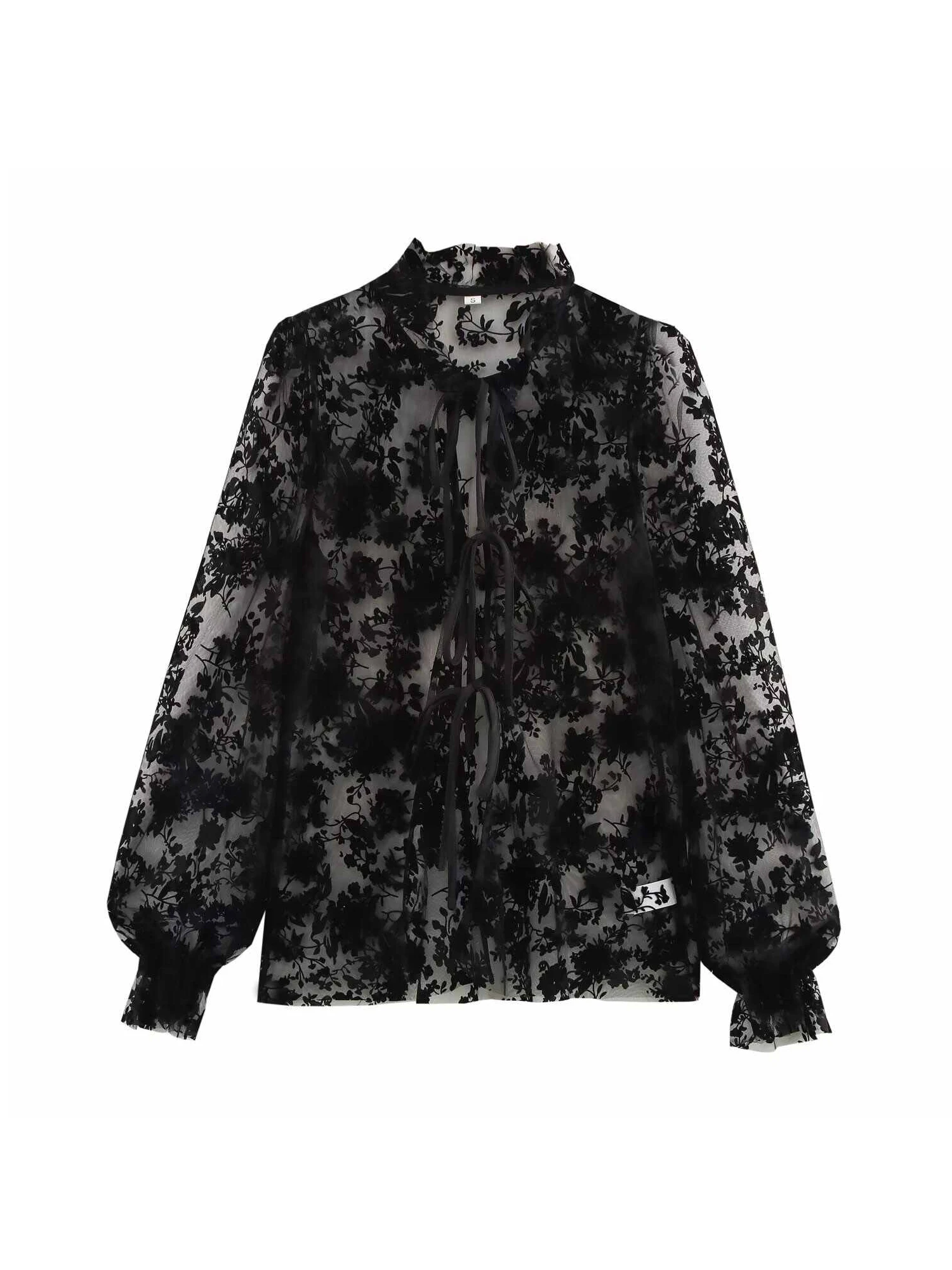 

Women's Black Gothic Shirts Blouses Y2k 2000s Ladies Top Aesthetic Vintage Elegant Long Sleeve Perspective Shirt Clothes Autumn