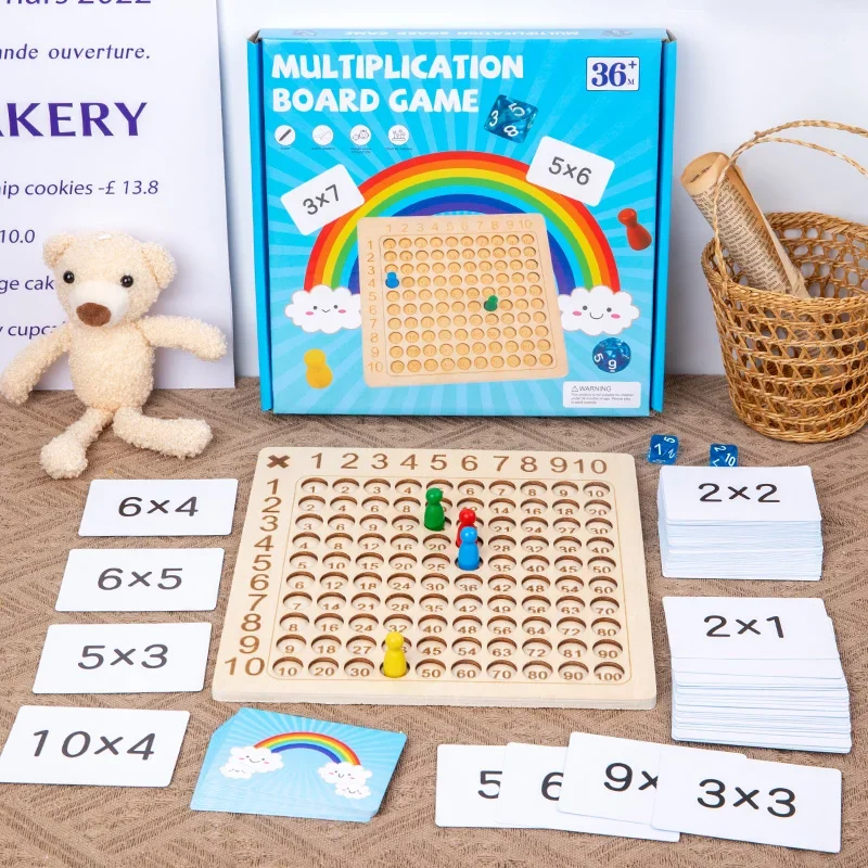 Montessori Multiplication Wooden Board Game Kids Learning Educational Toys 99 Multiplication Table Math Addition Teaching Aids