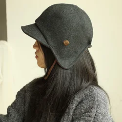 New Retro Double-sided Woolen Pilot Caps for Men and Women Winter Outdoor Leisure Warm Versatile Ear Protection Bomber Hats