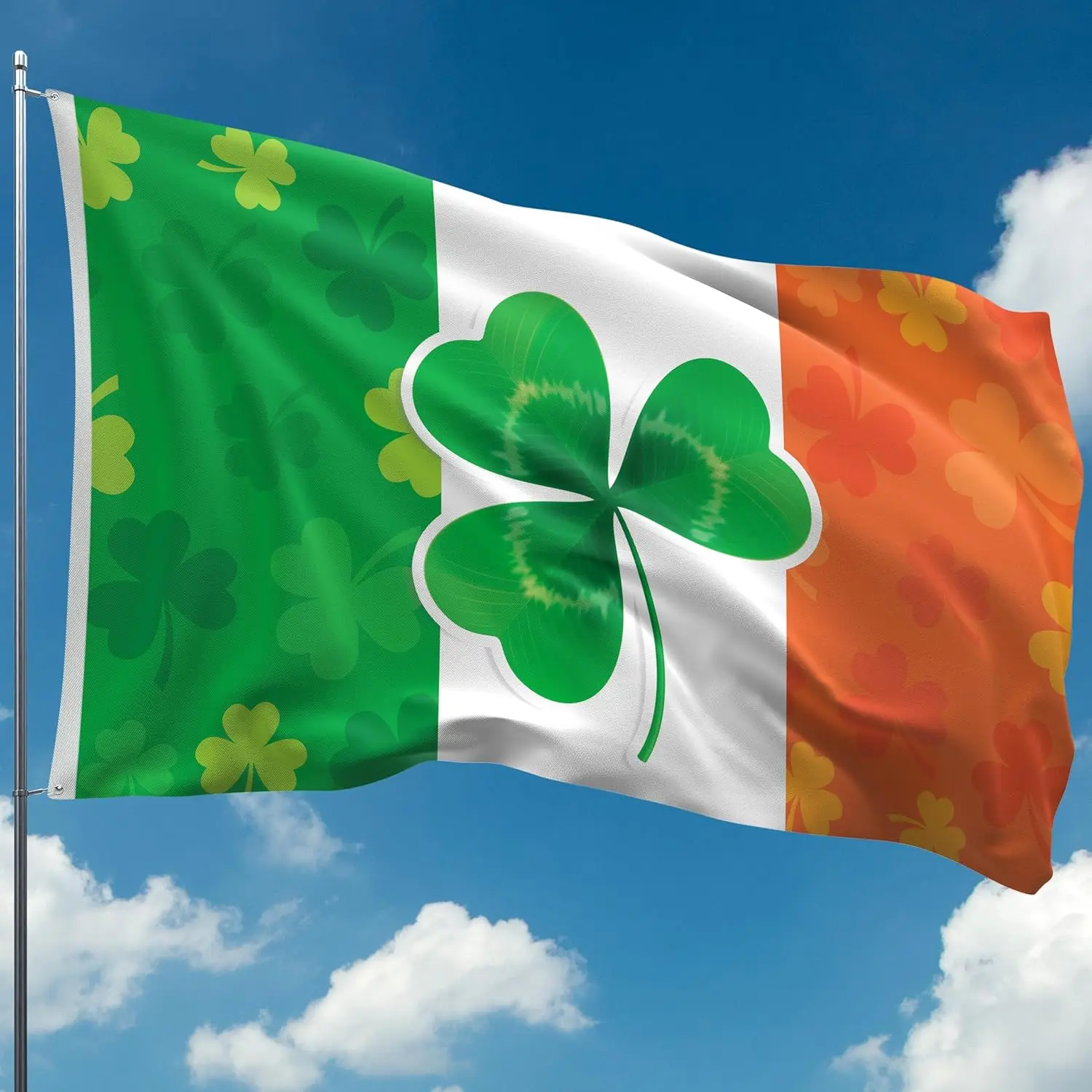 Irish Flag for St Patricks Da Ireland Flag St Patrick’s Day Decorations Holiday Outdoor Decorations Grass Patterns Durable Flags