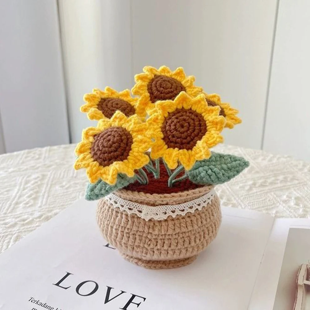 

DIY Flower Potted Crochet Kit Cute Plants Hand-Knitted Tool for Kid (Sunflower)