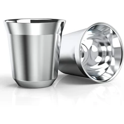 2 PCS 304 Stainless Steel Espresso Cups Double Wall Thermally Insulated Capsule Coffee Mug for Indoor or Outdoor Events 80/160ML
