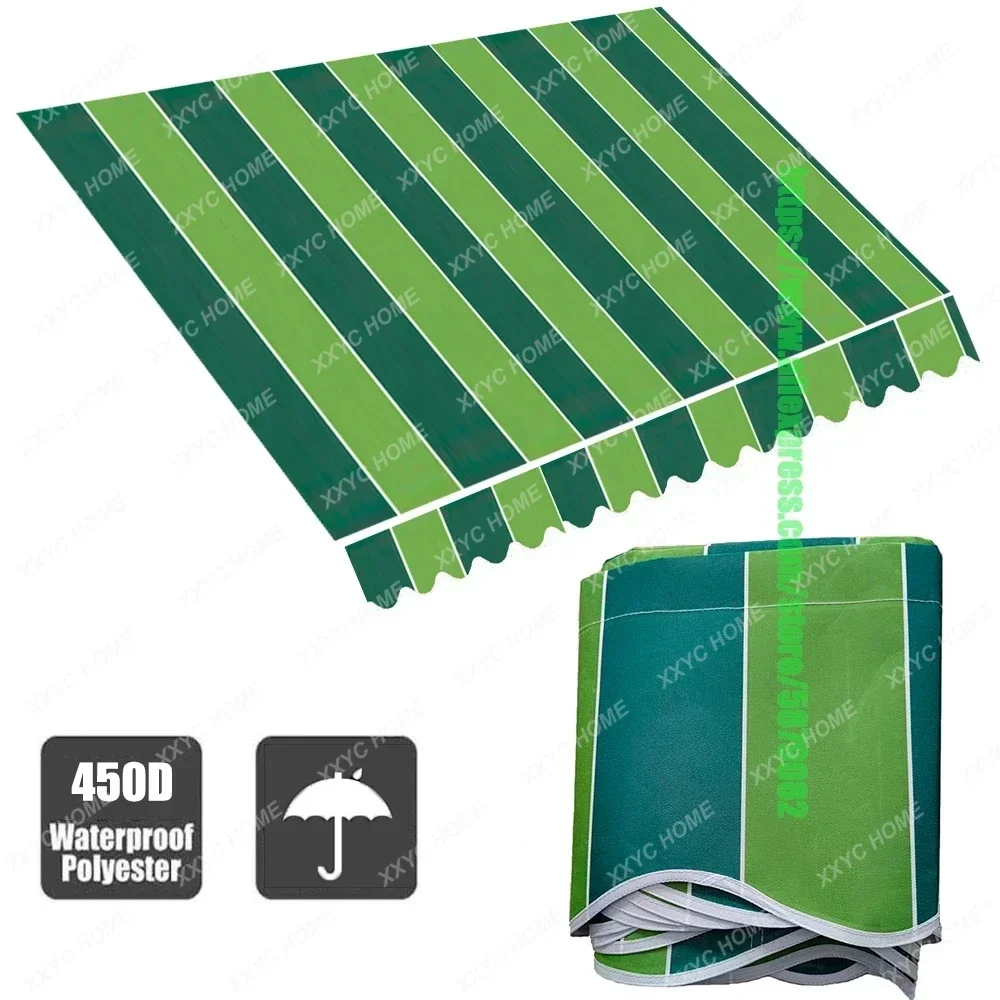 Waterproof Green Stripe Thicken Shrinkage Telescopic Folding Awnings Outdoor Balcony Patio Tent Rain Shelter Sunshade Canopy