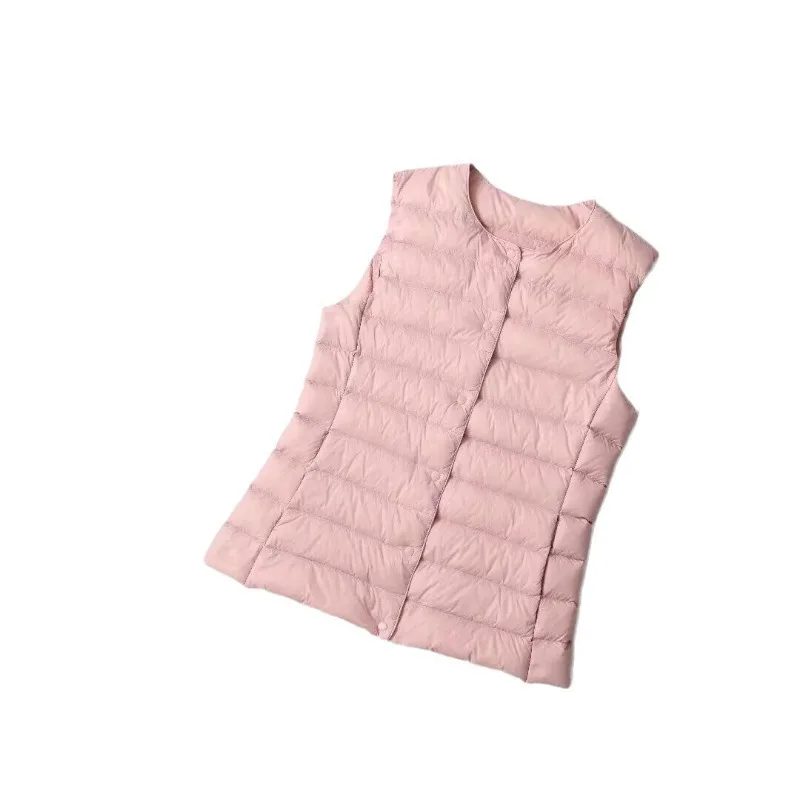 Plus Size Women's Collarless V-neck Liner Down Vest Lightweight 2024 New Down Jacket Waistcoat Warm Jacket Thin Vest