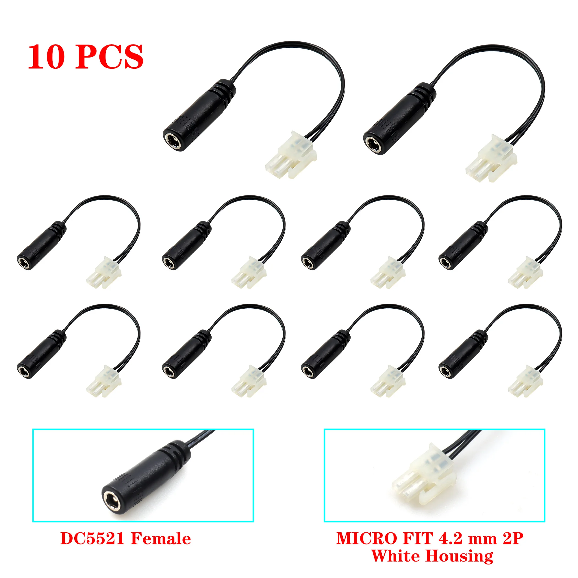 【LANO】Black DC 5.5 * 2.1 Female to Micro Fit 4.2 mm 2Pin Molex Wire Electrical Wire Cable for Routers LED Strips Sensor Modules