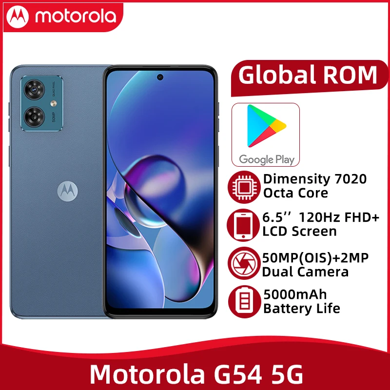 Lenovo Motorola Moto G54 5G Dimensity 7020 Smartphone 256GB 6.5'' 120Hz LCD Screen 5000mAh Battery 50MP OIS Camera