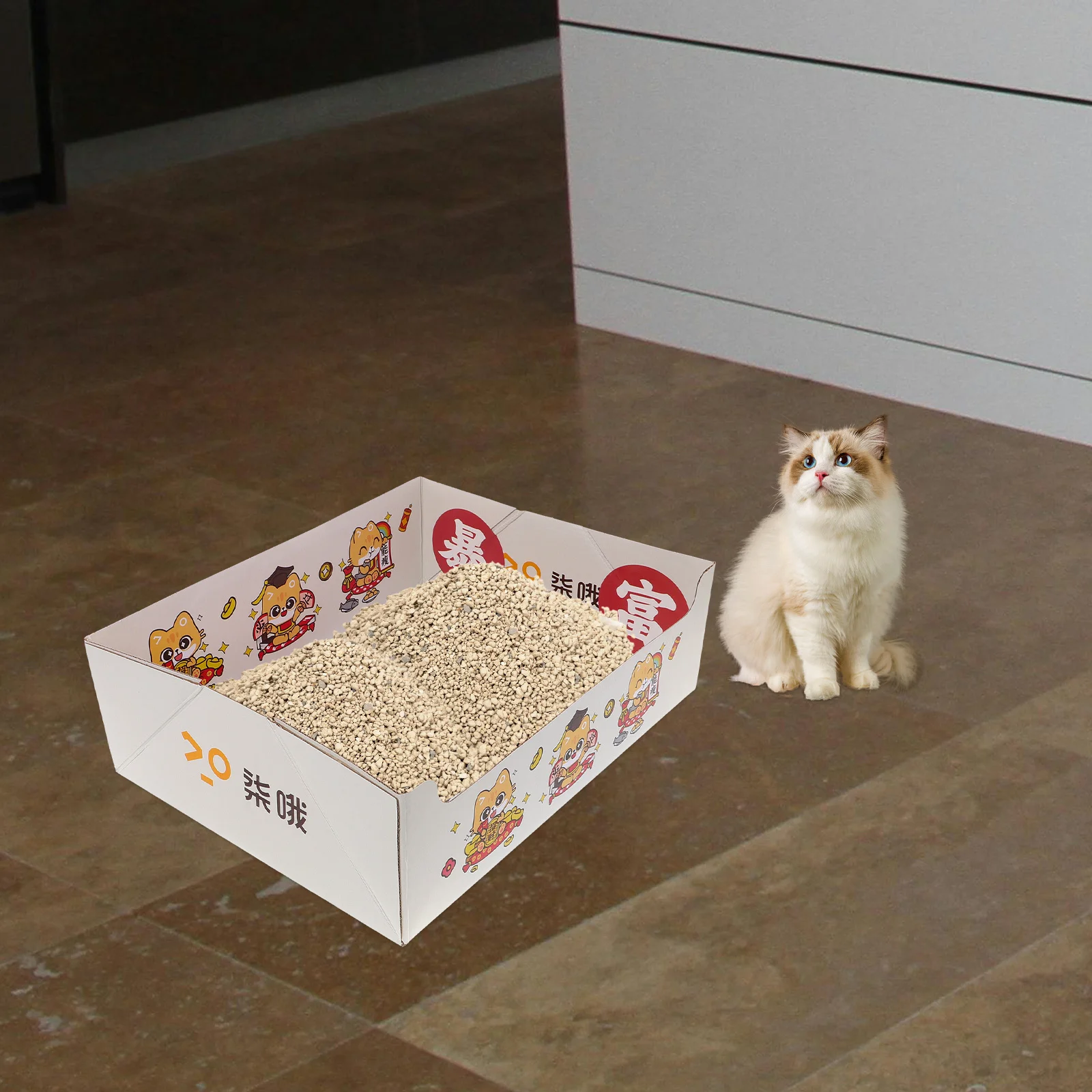 

Portable Foldable Cat Litter Box Collapsible Paper Travel Pet Potty Disposable Litter Tray Simple Cleaning Box for Indoor