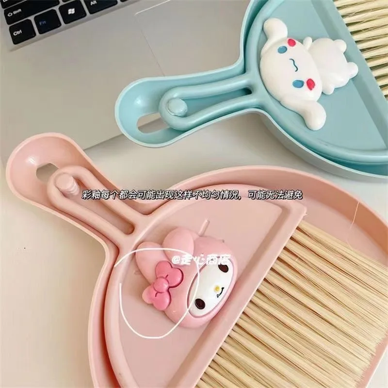 Sanrio Cinnamoroll Dog Melody Desktop Cleaner Set Keyboard Brush Cleaning Brush Small Broom Household Mini Dustpan Combination