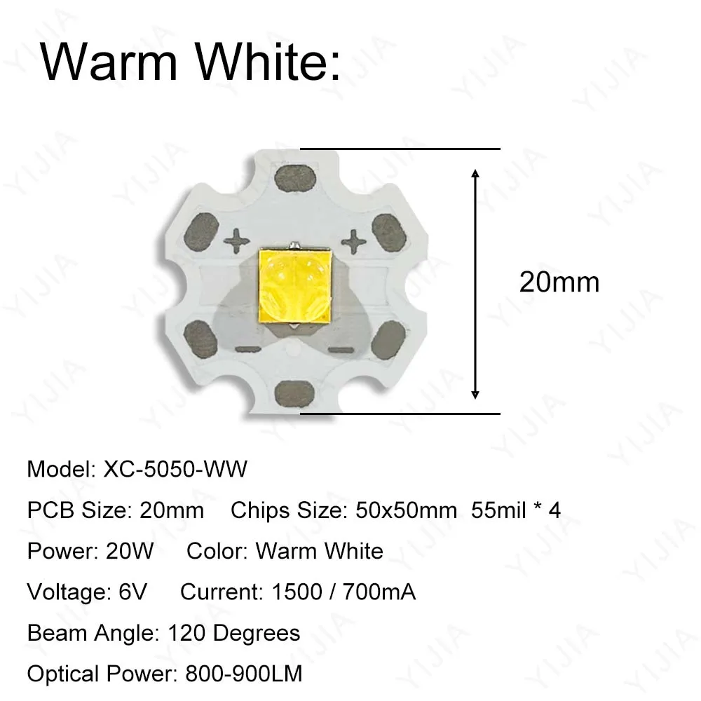 DC6V LED XHP Chips 20W Warm Natural White Golden SMD 5050 With 20mm PCB Light Beads Plate For Car Lights Flashlight Miner\'s Lamp