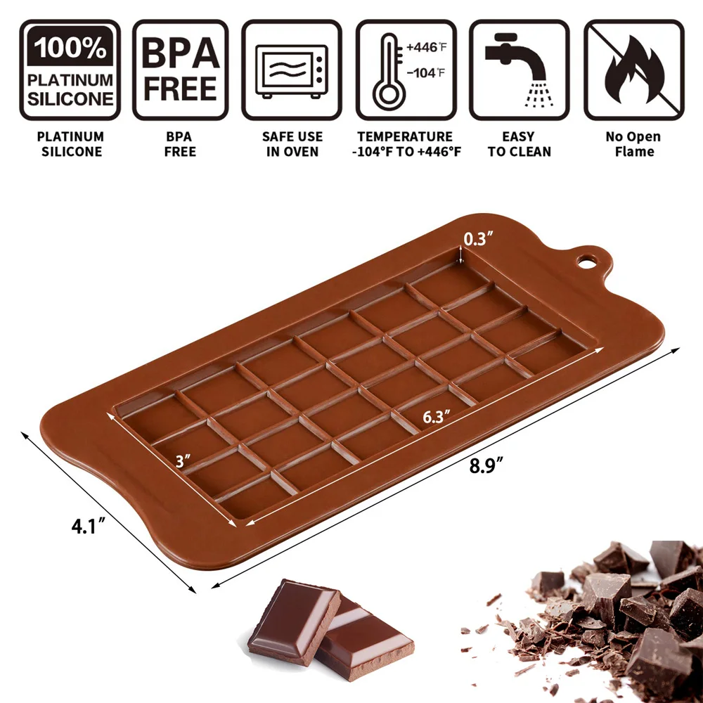 SILIKOLOVE Classic Chocolate Mold Silicone Chocolate Bar Baking Molds Food Grade Reusable Forms CHOCOL MOLD SILICON