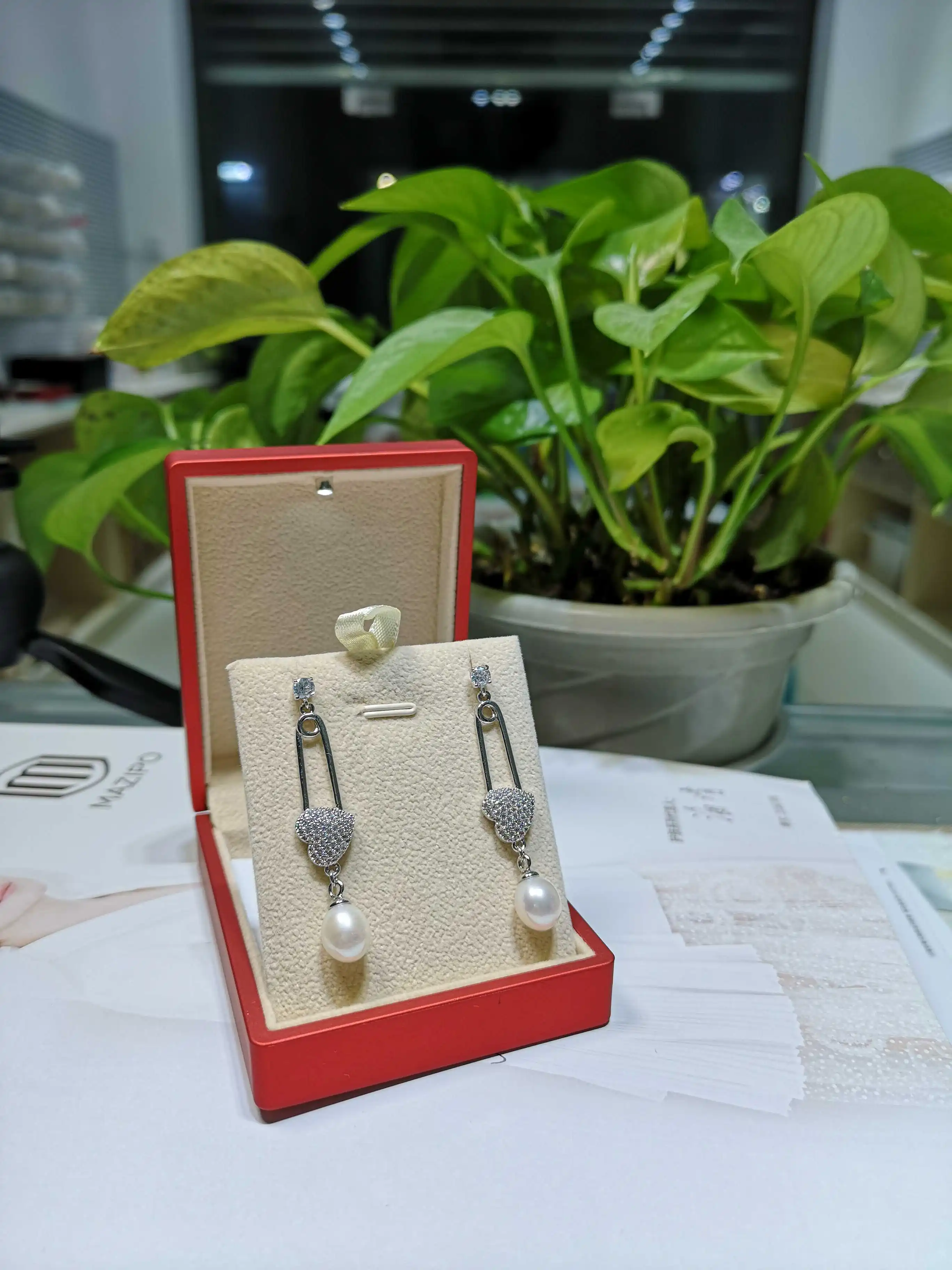 Natural Pearl Earrings, Love Earrings, Pin Silver Earrings, 925s