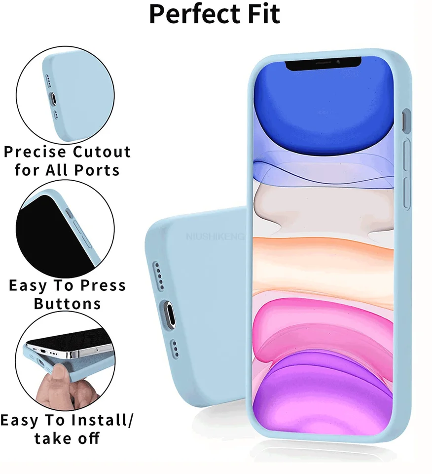 Funda de silicona líquida para Apple iPhone 15 16 14 13 12 11 17 Pro Max 17 Air 16 Plus estilo original protectora 4