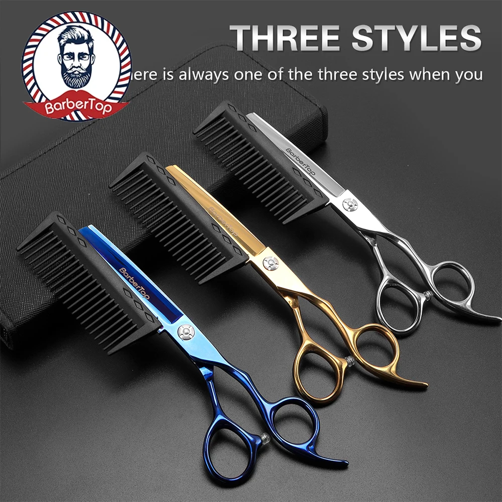 

BARBERTOP 2 In 1 Jp440c Steel 6.5 inch Hair Scissors With Comb Haircut Barber Hair Cutting Shears Salon Tools