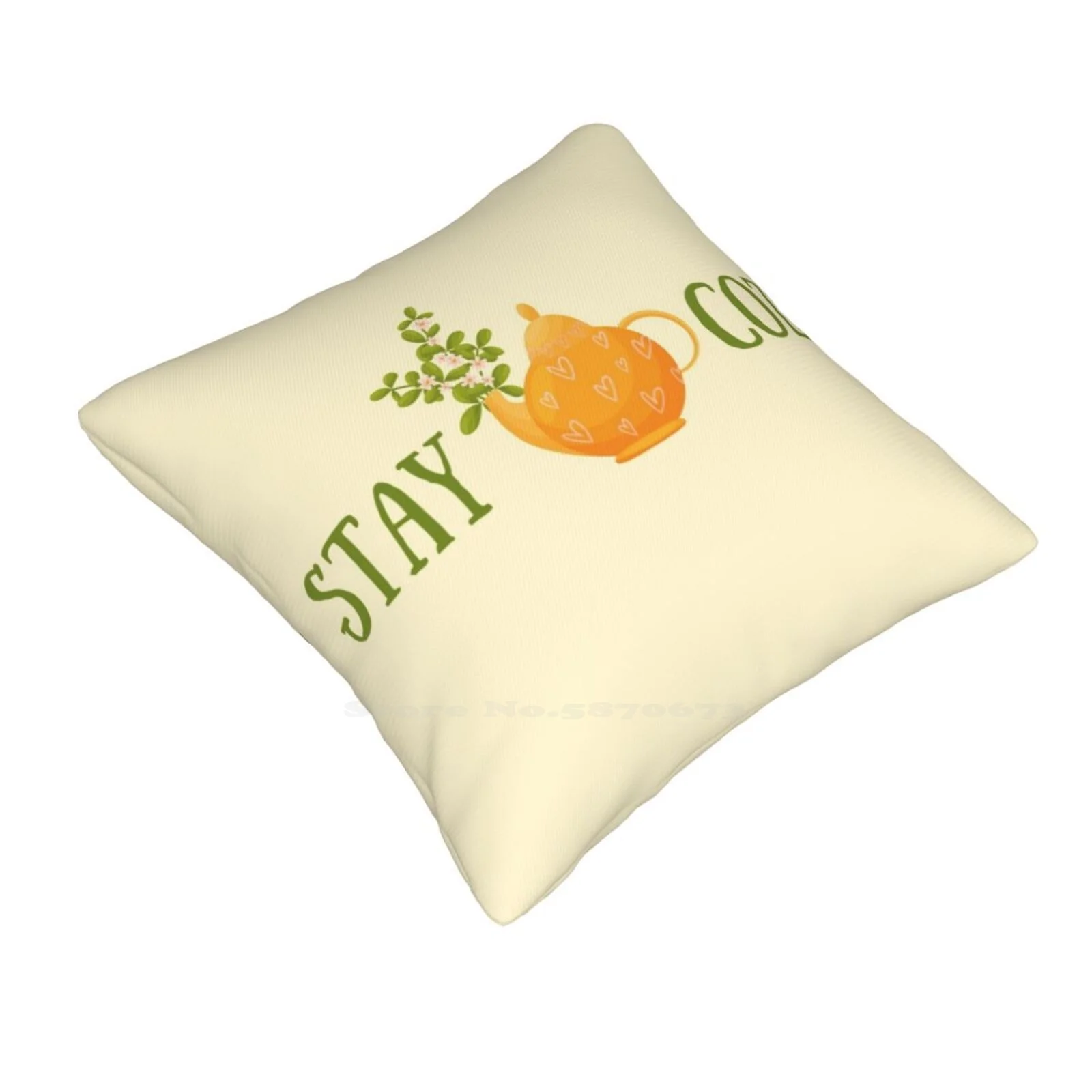 Stay Cozy Teapot Home Sofa Car Waist Throw Pillowcase Stay Cozy Teapot Cottagecore Cottage Aesthetic Cute Aesthetic Tea Time