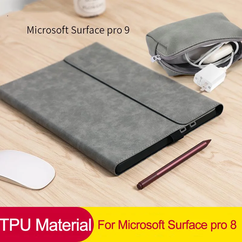 Flip Cover PU Leather Case For Microsoft Surface Pro 9 X 8 7 7Plus 6 5 4 Tablet Sleeve For Surface Go 1 2 3 Go2 Pouch Stand Case