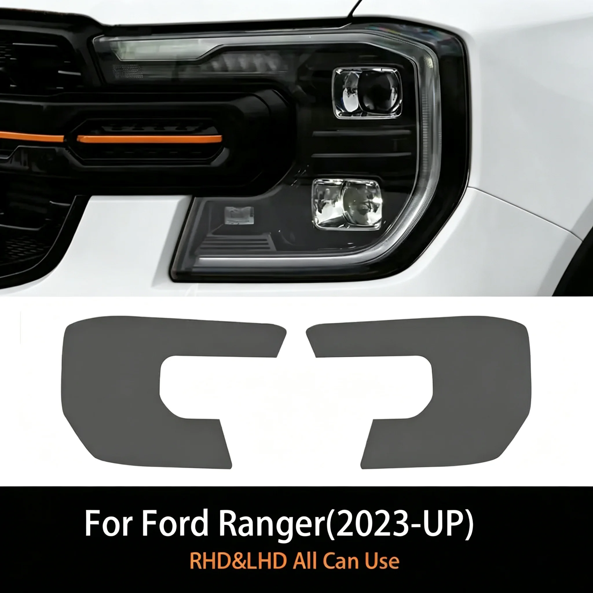 Für Ford Ranger 2023-2024 T9 Wildtrak Raptor Auto Rauchschwarz Scheinwerferschutzfolie Transparente TPU-Aufkleber Zubehör 2 Stück – Detail 3
