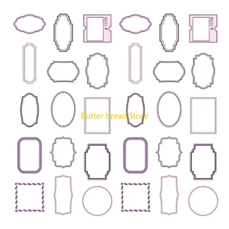 W89C 30 Pcs/Set Hollow Out Decorative Frame Vintage Scrapbook Frames Retro Picture Frame for Journal Card Making Decoration