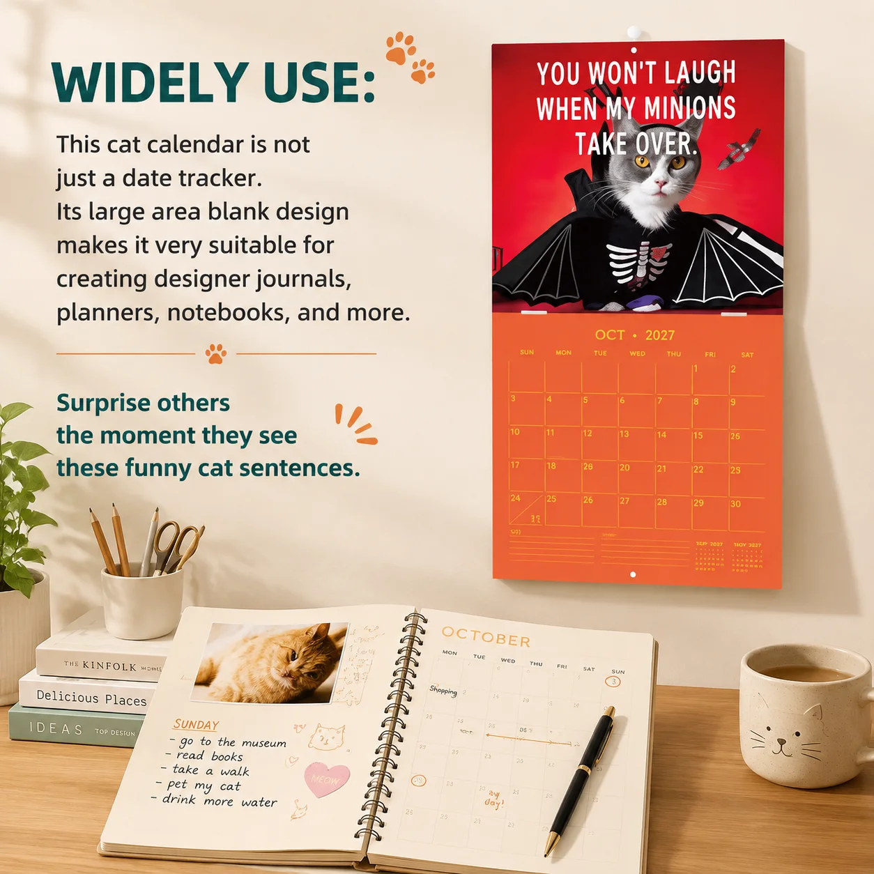 2027 Pissed-Off Cats Calendar Funny Cat Wall Calendar with Monthly Humor Cute Creative Cat Hanging Calendars for New Year