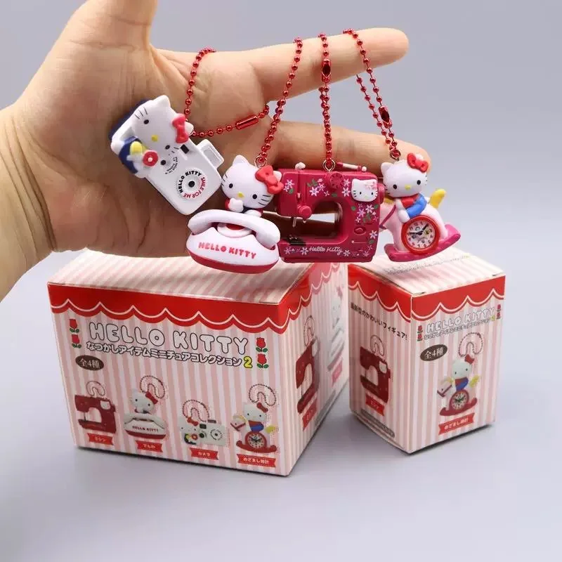 Olá kitty chaveiro sanrio 5cm figura anime boneca kawaii telefone câmera relógio máquina de costura presentes de natal para meninas crianças