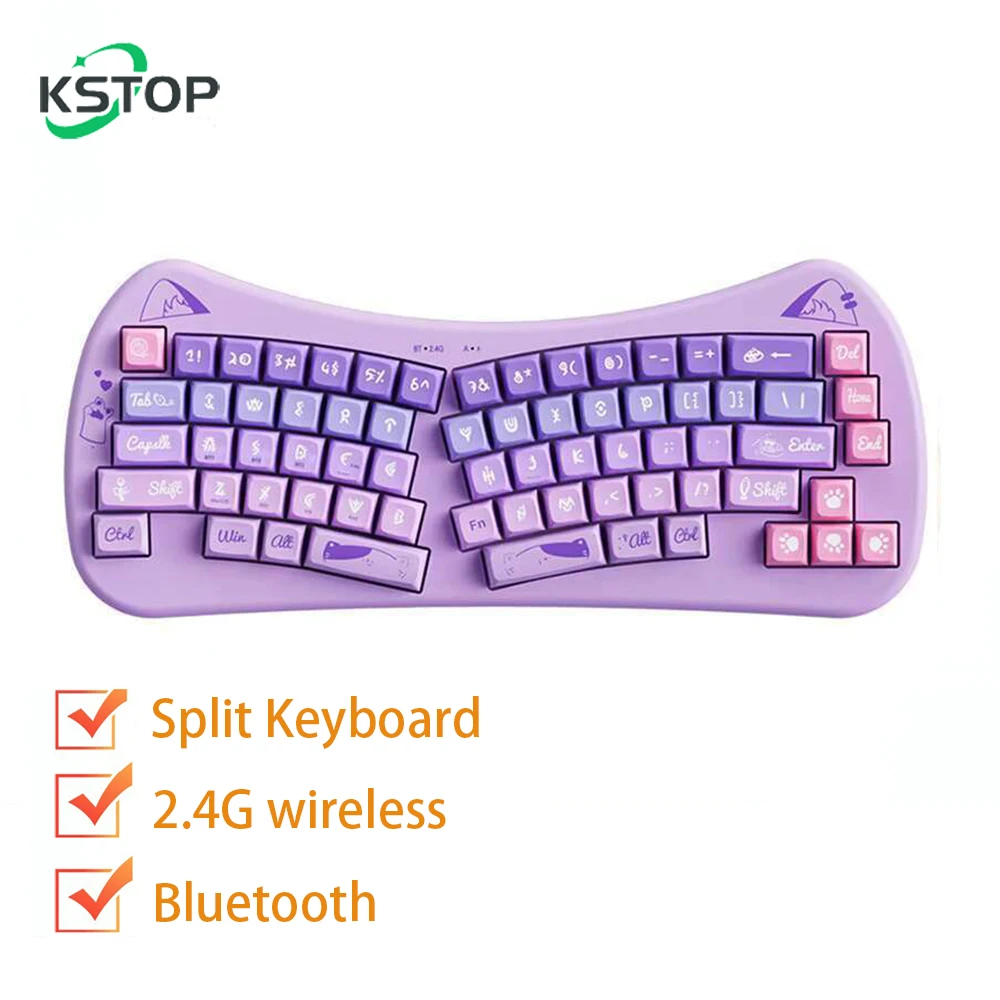 

KSTOP Alice клавиатура эргономичная пользовательская клавиатура механическая Bluetooth 2,4G беспроводная клавиатура для игрового ПК ноутбука