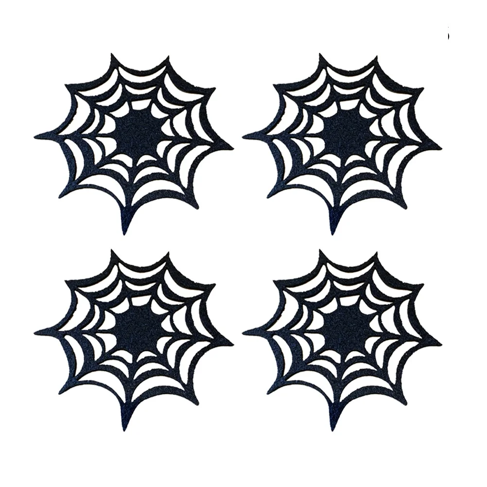 

8Pcs Halloween Spider Web Coasters Placemat Premium Nonwoven Material Heat Resistant Table Mat for Halloween Party
