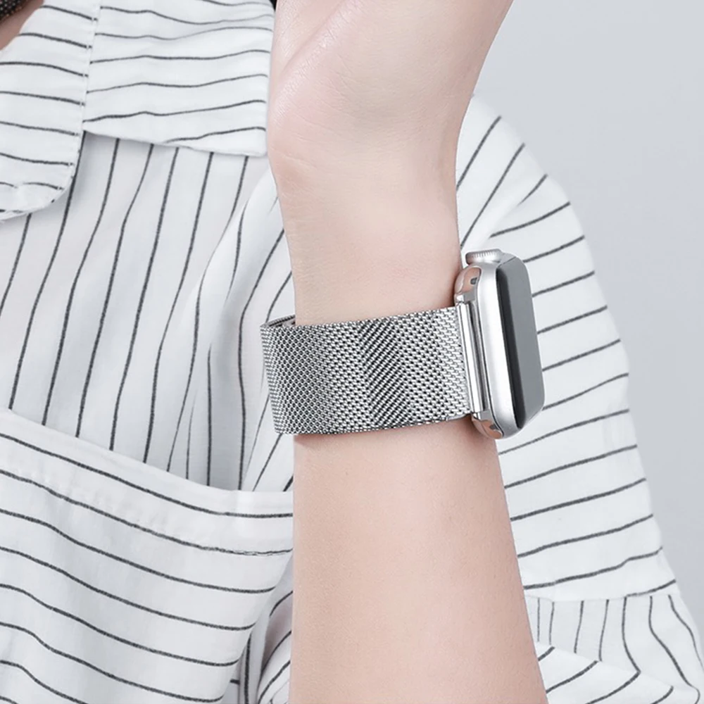 Cinturino in metallo milanese per cinturino Apple Watch 46mm 42mm 44mm 40mm 45mm 41mm 49mm Bracciale iWatch Series 11 10 Ultra 9 8 7 6 5 4 SE 3