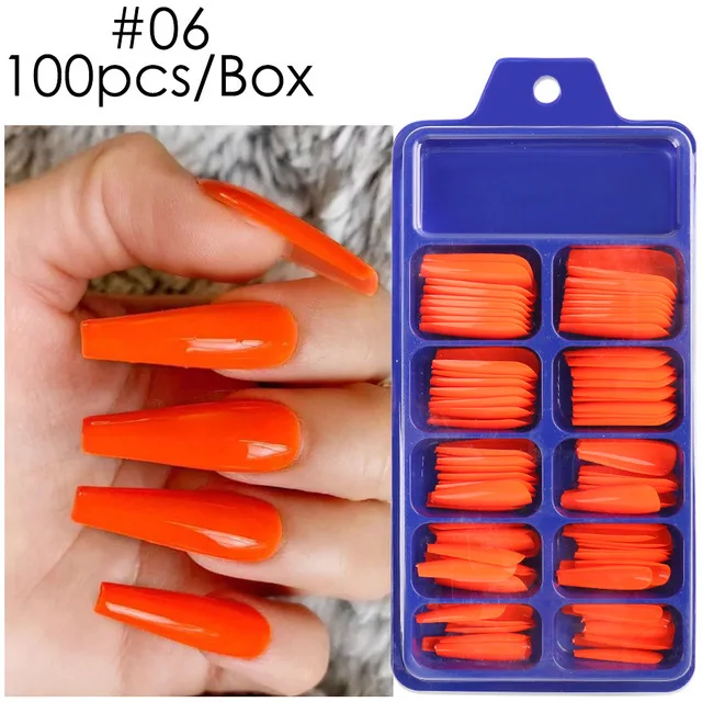 100 pçs rosa falso prego imprensa em unhas acrílico extensão caixão formas dicas de unhas artificial longo cobertura completa ferramentas para unhas