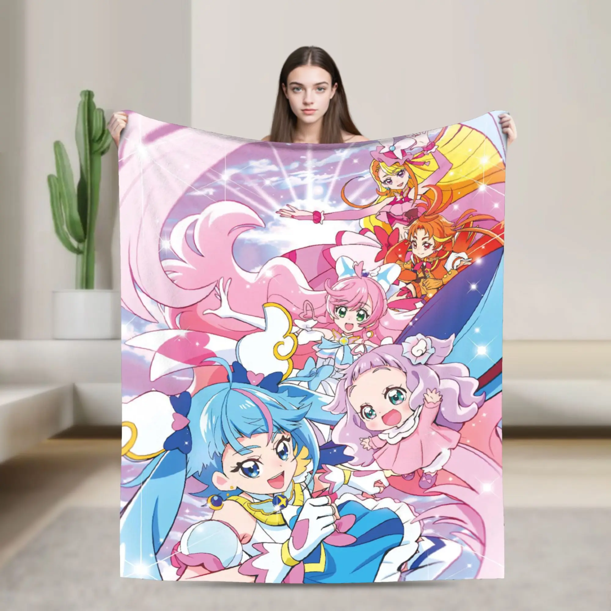 Soaring Sky Pretty Cure Print Blanket For Men Women Warm Cozy Fluffy  Throw Blankets for Sofa 50x60 Inches Multiple Sizes
