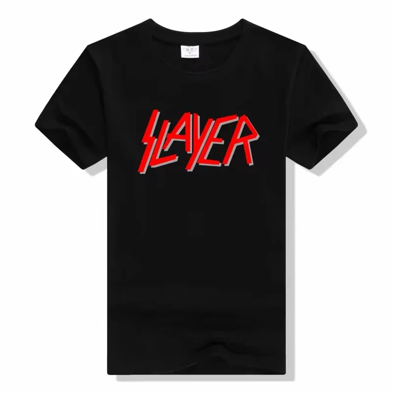 Metal Band T-Shirt Slayer Printed Fashion Streetwear Crew Neck Short Sleeve Tee Cotton Rock Tops Oversized high quality unisex