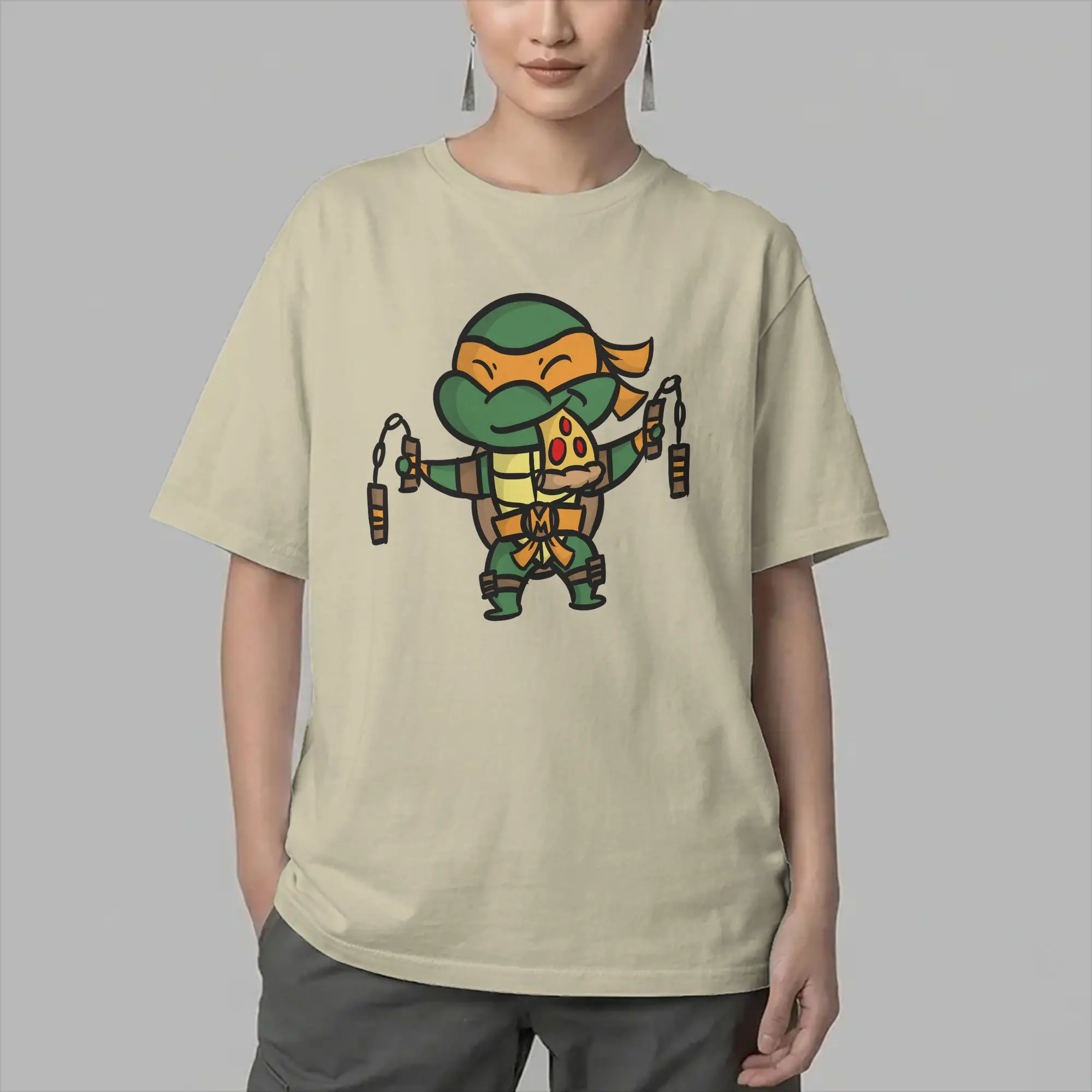 Cartoon Chibi Ninja T-Turtles Men's T Shirts  Funny Tees Short Sleeve O Neck T-Shirts Pure Cotton Party Clothes