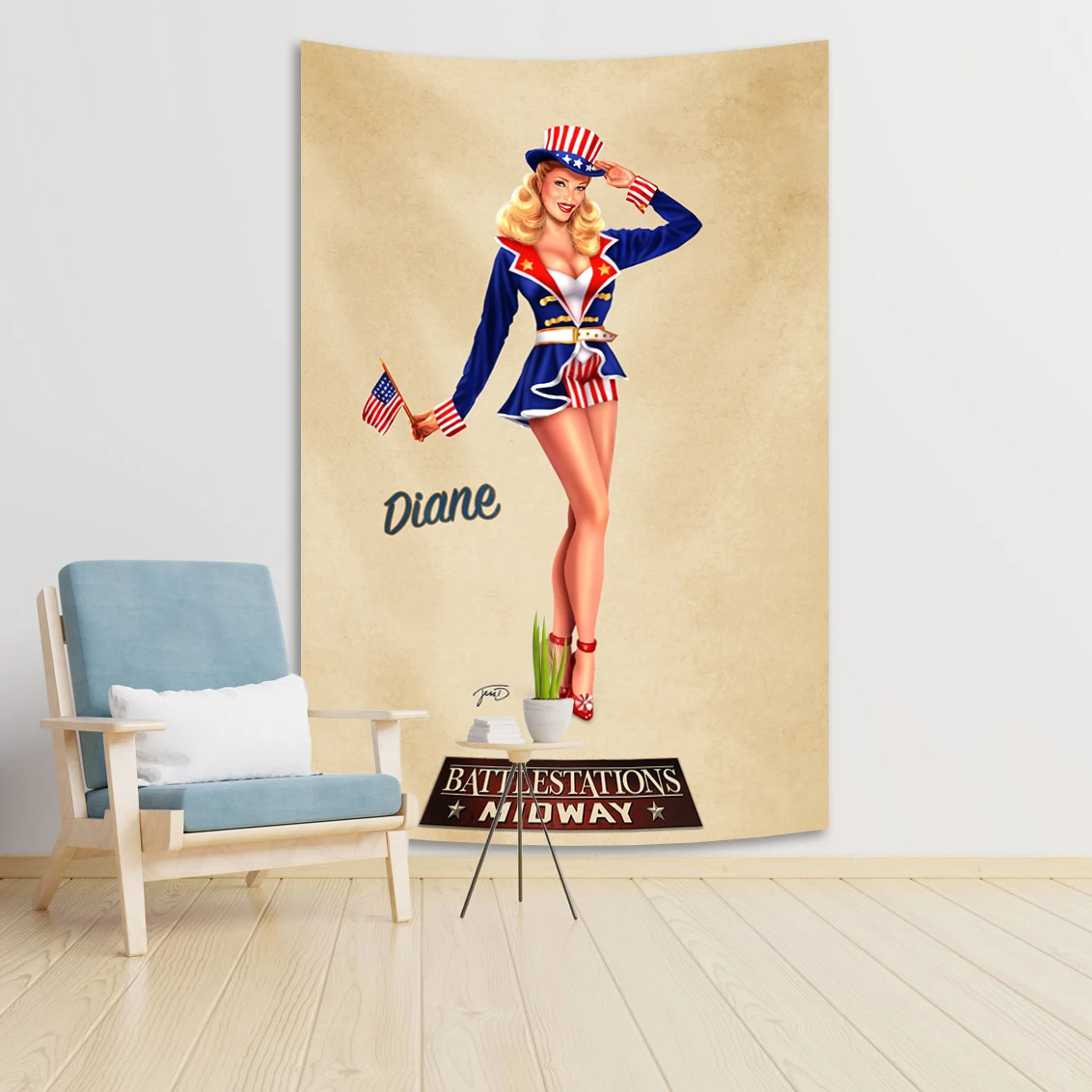 

Vintage Poster Female Sailor Sexy Tapestry Home Decoration Room Banner Wall Mounted Sofa Blanket